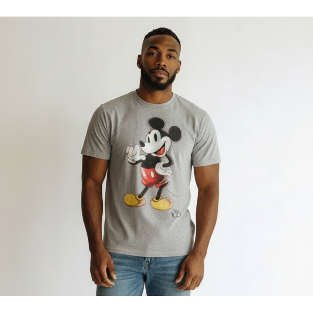 Disney Mens Mickey Mouse Graphic T Shirt Size 3XL Gray Heather Sketched Crewneck